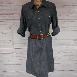 Emma & Michele Black Chambray button up shirt dress